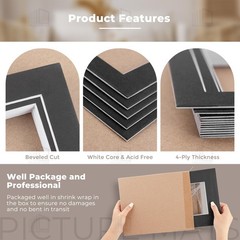 Photo Mat White Core Bevel Edge Fits 2.5×4.5 Openings 4×6 Inch Black 10 PCS