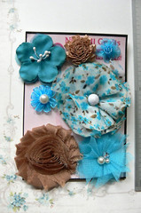 TEAL BLUE & BROWN Fabric Lace Organza Mix – 7 Floral Flower Pk 25-70mm NJC V4 A