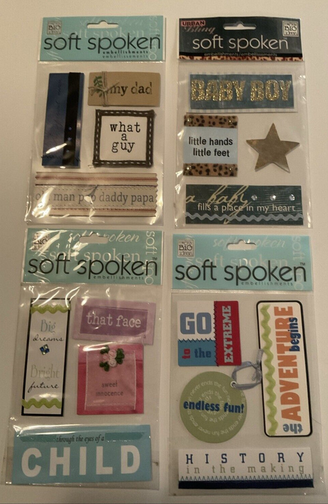 WOW NICE! Lot of 4 MAMBI Soft Spoken 3D stickers BOY / DAD Theme Fast Fair Ship!
