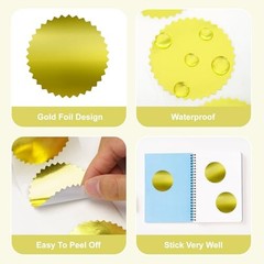 Embossing Stickers 300Pcs 2» Foil Seals Stickers for Certificates Self Gold