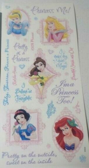 Disney Princess Cinderella Snow White Ariel Aurora Belle Large Sticker Sheet