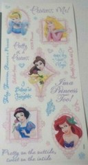 Disney Princess Cinderella Snow White Ariel Aurora Belle Large Sticker Sheet