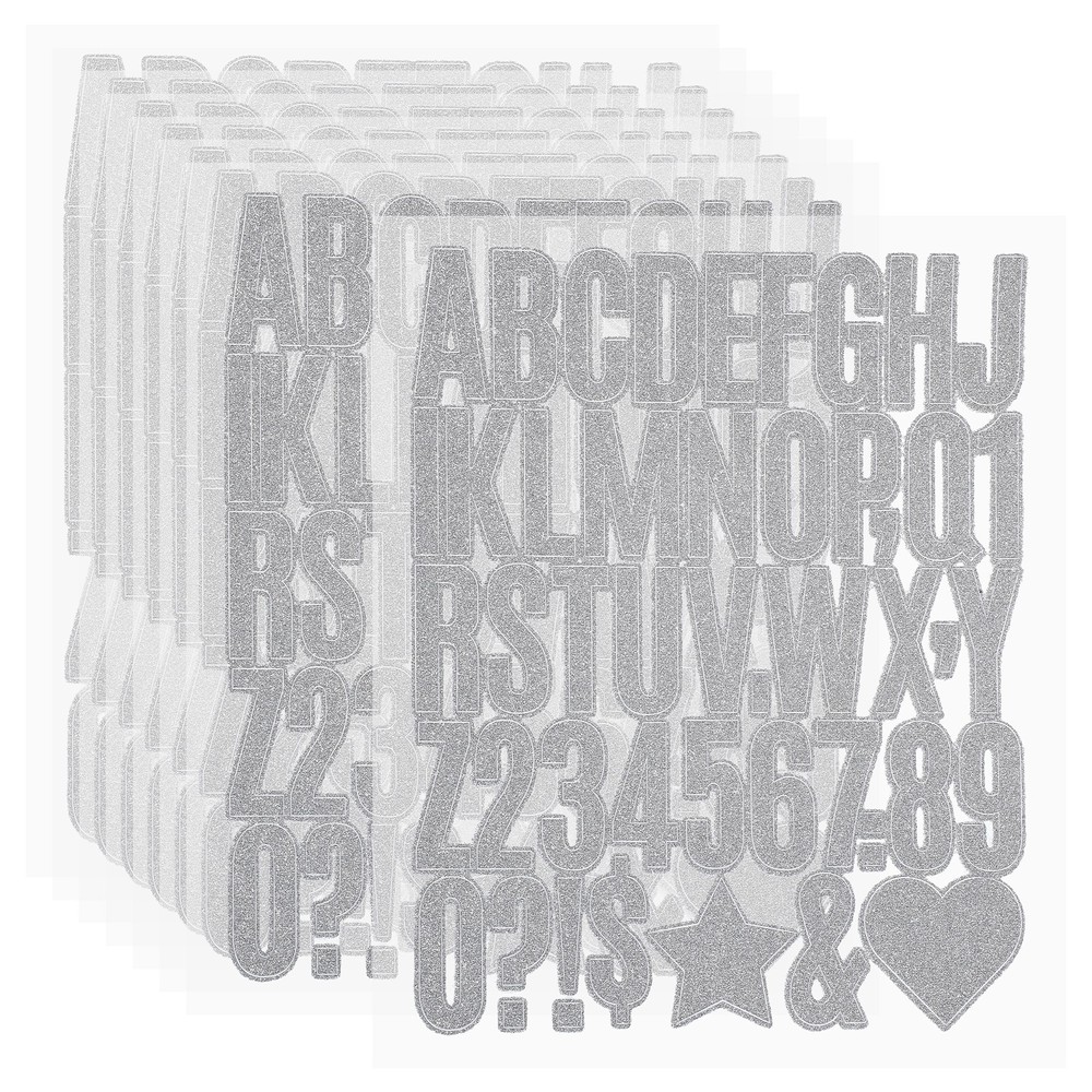 368Pcs 1.6″ Glitter Letter Stickers, 8Sheets Number Stickers, Silver