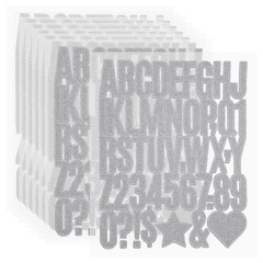 368Pcs 1.6″ Glitter Letter Stickers, 8Sheets Number Stickers, Silver