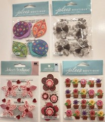 Lot Of 10 JOLEE’S BOUTIQUE Dimensional Scrapbooking Stickers FLOWERS BUTTERFLY