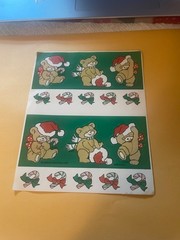 Vintage 1980s Teddy Bear Christmas Stickers