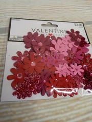 New! 90 Paper Flower 3D Embellishments Gem Glitter Spring Pink Red Valentine