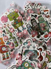 ROBOT ASSORTMENT Stickers (6pc)Buzz•Metal•Beep•Strong •Machine•Computer•￼Chat• ￼