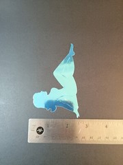 Vintage Stickers MUD FLAP GIRL Glossy Foil Vending Sticker VTG PVI Blue 01