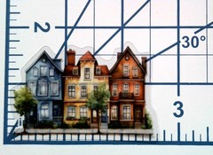 Colorful City Style Fairy Tale House Clear Vinyl Decal Sticker Water Resistant
