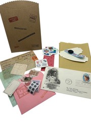 Mini Ephemera Pack – Vintage Postal Theme w/ FDC, Stamps, Tags, Scrap Bits