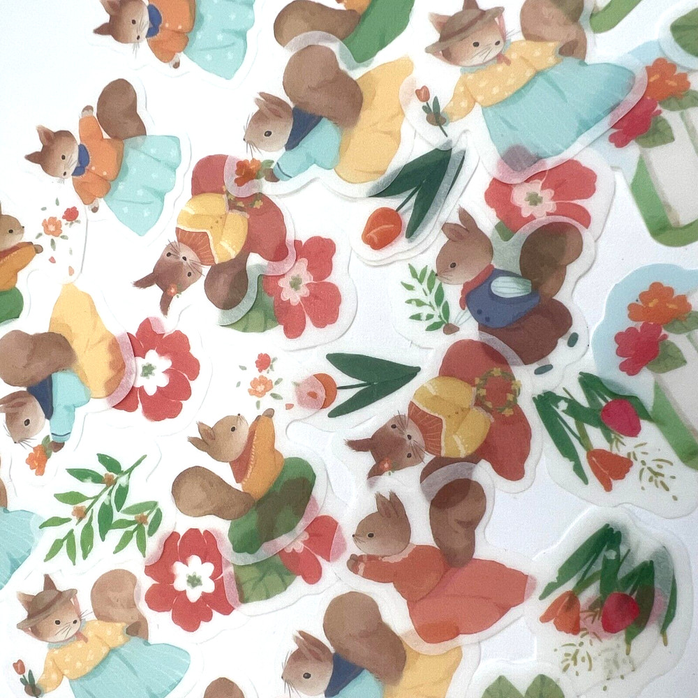 Squirrel Family Washi Paper Stickers Scrapbooking Journals Cardmaking
