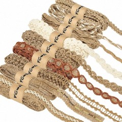 9 Rolls Jute Ribbon Lace Set Burlap Craft Ribbon Rustic Wedding Gift Wrap Decor
