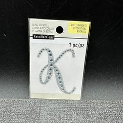 Monogram Rhinestone Bling Stickers Silver Scrapbook Letters Initials Your Choice