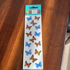 Vintage SANDYLION Mother of Pearl Butterfly Stickers 1 Strip 3 Mods Irridescent