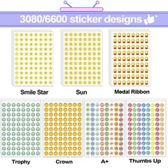 Teacher Reward Stickers, 6600PCS Incentive Star Stickers, 75 Sheets