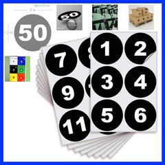 Black Consecutive Number Stickers – 1 to 50, 3-inch, 1 Set – Vinyl Self Adhes…