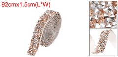 3/5 Inch x 1 Yard Crystal Rhinestone Sticker Ribbon Silver Champagne