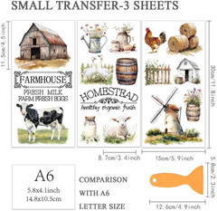 3Pcs/Set Farmhouse Rub on Transfers for Furniture and Crafts 6X12 Inch Farm Them