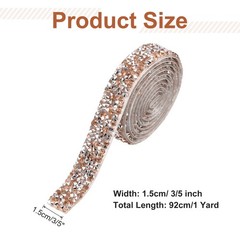 3/5 Inch x 1 Yard Crystal Rhinestone Sticker Ribbon Silver Champagne