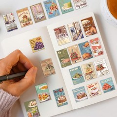 Vintage Aesthetic Food Postage Stamp Stickers for Adults – Gourmet
