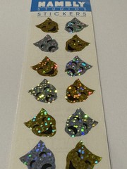 Hambly Studies Stickers Comedy Tragedy Masks Drama Theater Silver Gold 1990s USA