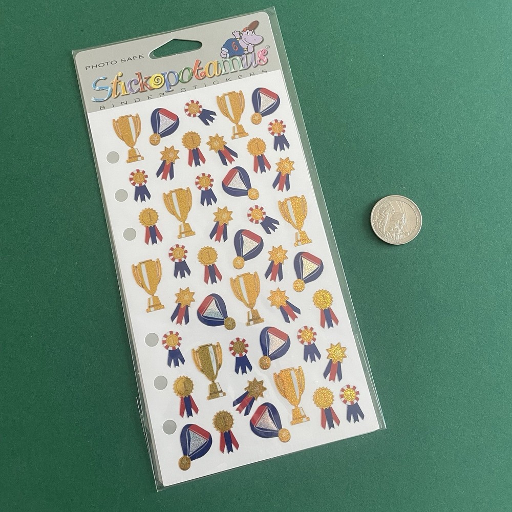 Vtg Stickopotamus Binder Stickers- Awards Trophy’s Sports Olympics School