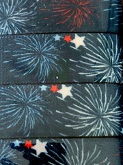 Lot of 4 Singer SATIN RIBBON 5/8″ x 12 Fireworks Stars Patriotic 4th of July