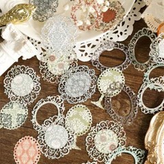 30X Lace Moon Bloom Paper Die Cut Stickers Journal Album Diy Scrapbooking Crafts