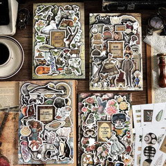 4 Pack Vintage Washi Stickers and Papers for Scrapbooking, 4×40 Sheets Ephemera