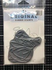New ART IMPRESSIONS Rubber Stamp ANGEL Girl Halo trumpet cling