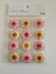 Recollections PINK AND YELLOW FLOWERS Scrapbooking Stickers