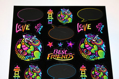 VINTAGE RARE LISA FRANK BLACK DREAM WRITERS STICKER SHEET ASIAN DRAGONS FLOWERS+