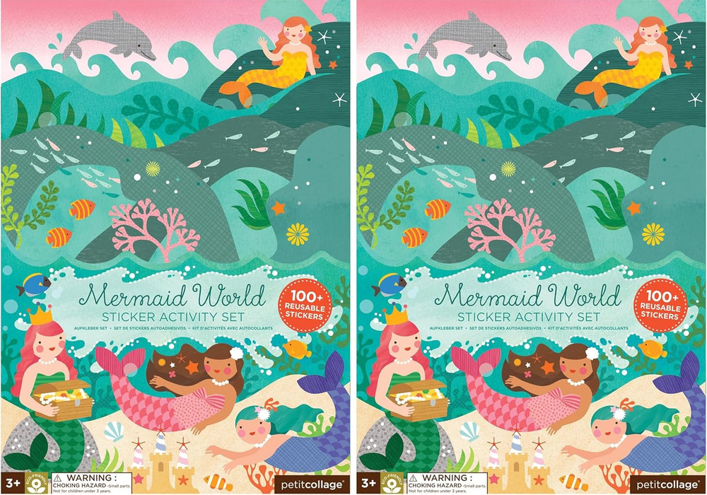 Mermaid World Sticker Activity Book, Giant Fold Out, 34” X 12” Opened, 100+ Stic
