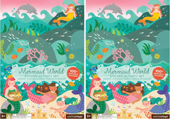 Mermaid World Sticker Activity Book, Giant Fold Out, 34” X 12” Opened, 100+ Stic
