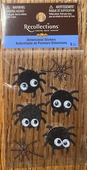 NEW RECOLLECTIONS Halloween Black Spiders Webs Google Eyes SCRAPBOOK STICKERS