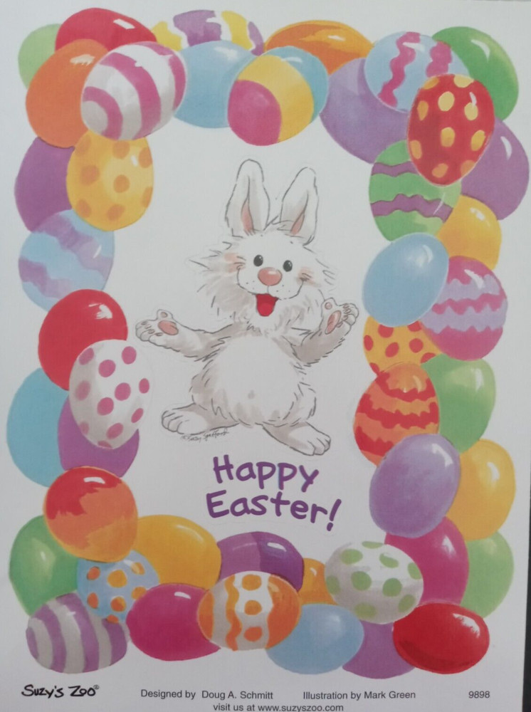 SUZY’S ZOO «HAPPY EASTER – BUNNY IN EGG FRAME» STICKER SHEET #9898