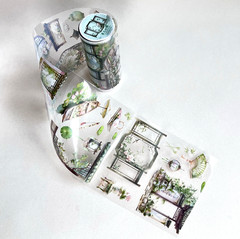 Green Summer Asian Sticker Roll Bamboo Lotus Junk Journal Planner Collage