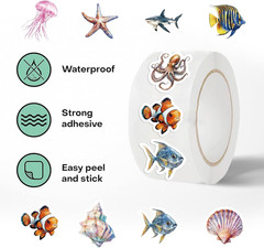 500PCS Ocean Animal Stickers Roll Sea Creature Labels for School Supplies
