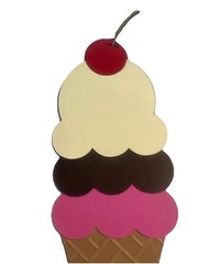 Ice Cream Cone Paper Piece Die Cut Handmade For Scrapbooking & Card Making