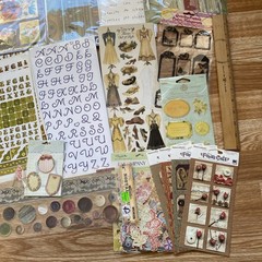Lot of 25 Sheets of Feminine Girly Victorian Scrapbook Stickers fairy travel