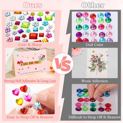 3500 Pcs Gems for Kids Crafts, 10 Sheets Self Adhesive Jewels Stickers, Multi Co