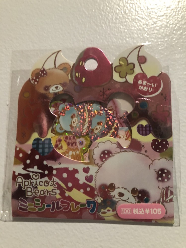 Crux Japan Kawaii Apricot Bears Scented Holographic Sticker Sack Flake Packet