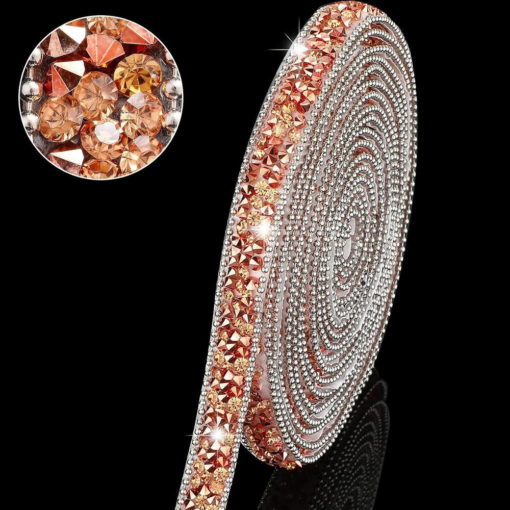 1X 108 x 0.4″ Rose Gold Bling Rhinestone Crystal Diamond DIY Decor Sticker Decal