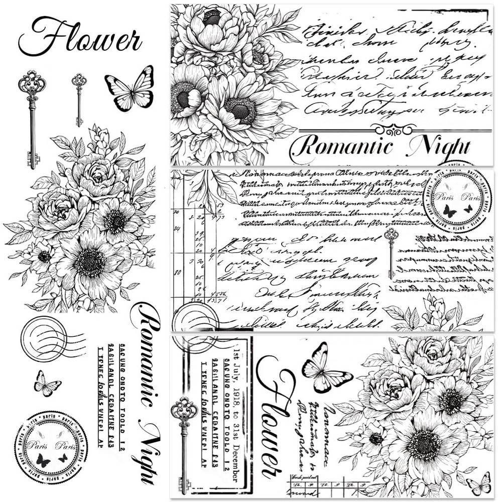 BEUNITONE 3 Sheets Vintage Word Rub on 11.8 inch x 5.9 inch, Multicolor