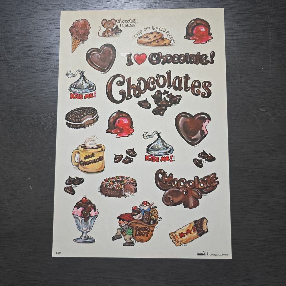 Rare 1980 Vintage Mark I Chicago SS9 Chocolat Sticker Sheet Cute