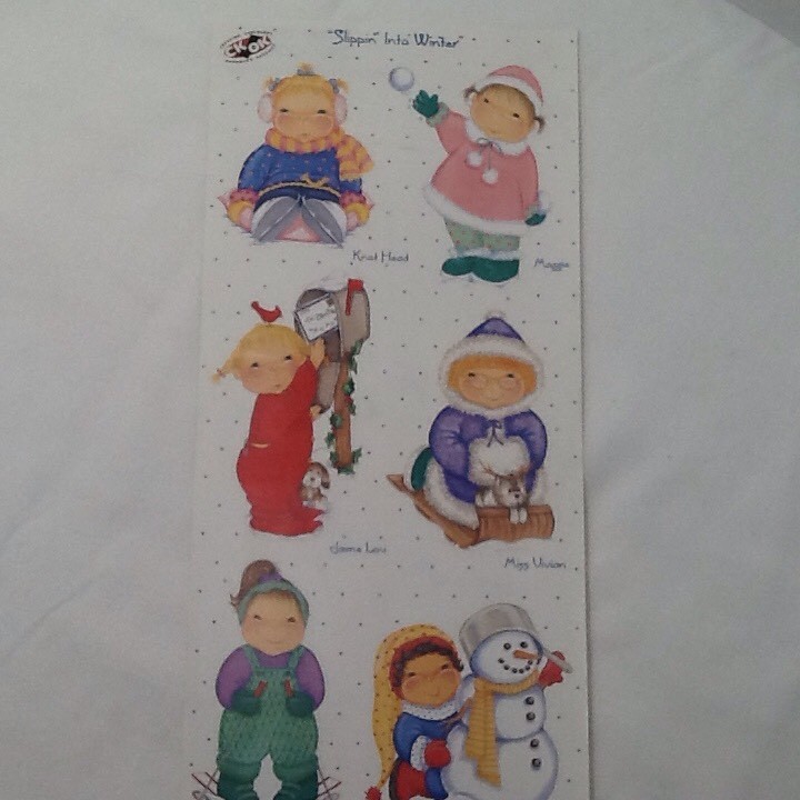 Winter Girls Snowman Sled Ice Skate SCRAPBOOKING Stickers by Tie Me To The Moon