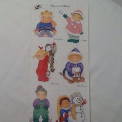 Winter Girls Snowman Sled Ice Skate SCRAPBOOKING Stickers by Tie Me To The Moon