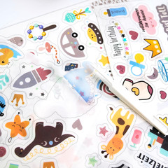 4 Sheets Baby Boy Scrapbook Supplies Stickers – Newborn Planner Journal Stickers