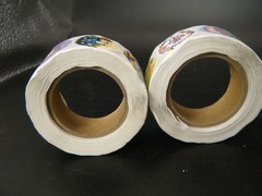 2 Rolls of 500 Easter Egg Stickers Round 1″ Pastel Bunnies Happy Easter Design